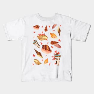 Blue Ocean Seashell Pattern Kids T-Shirt